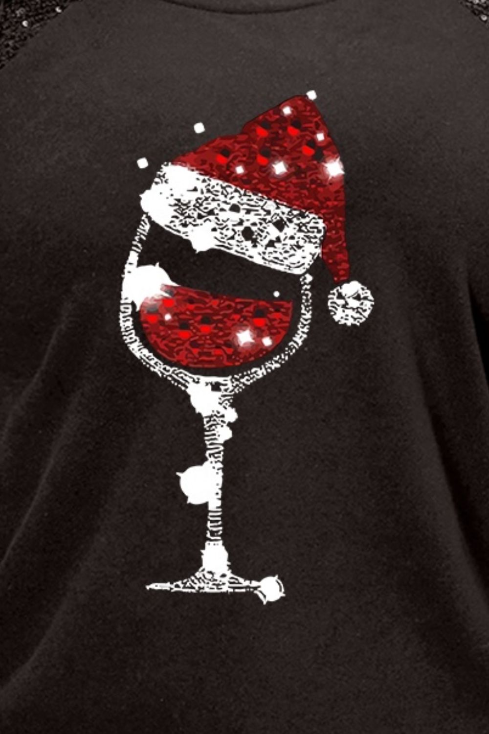 Plus Size Graphic Sequin Long Sleeve Round Neck T-Shirt